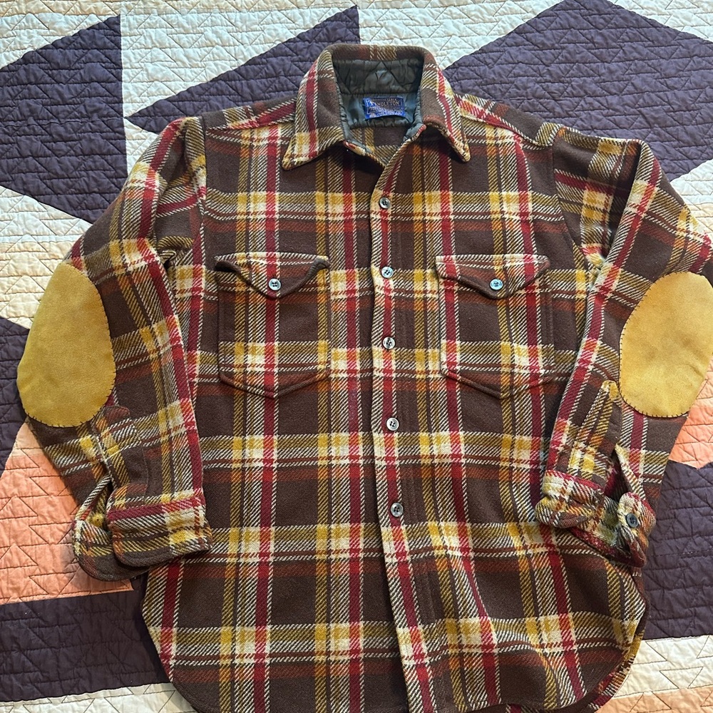 Pendleton Wool Plaid Jacket - Brown, Red, Yellow - image 1